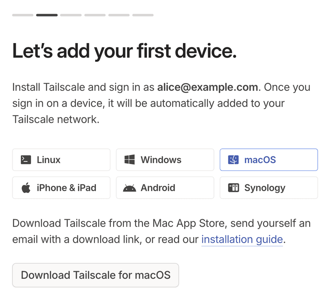Choosing an operating system for client installation.