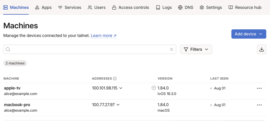 Choosing use case for tailnet creation.